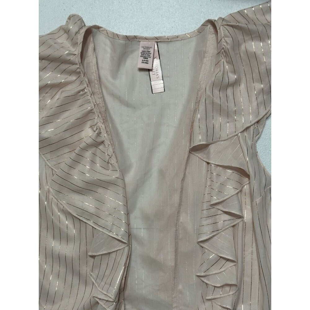 Victoria's Secret Dream Angels NWT Sheer Satin Ruffle Sleeve Kimono Rosegold S - Picture 3 of 8